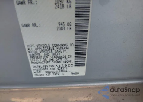 2023 Nissan Altima S Fwd from USA, damaged, VIN 1N4BL4BV7PN312920